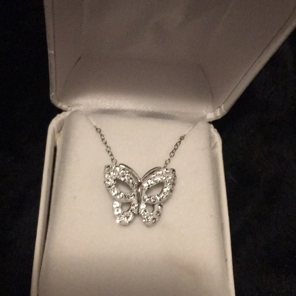 Rhinestone butterfly necklace marked AU 925. New with tags. - Picture 1 of 5